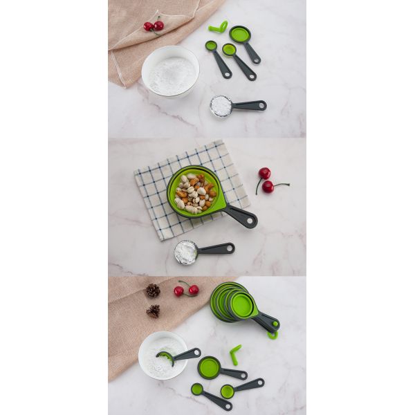 Kitchenware Measuring Cups And Spoon Set Silicone Collapsible
