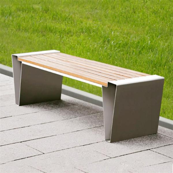 SUS304 Metal And Wooden Bench 1800mm Length Wood Bench Steel Legs