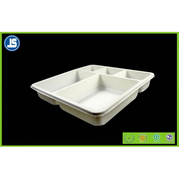 Disposable Biodegradable Food Trays 5 Compartment Tray Made From Corn Starch
