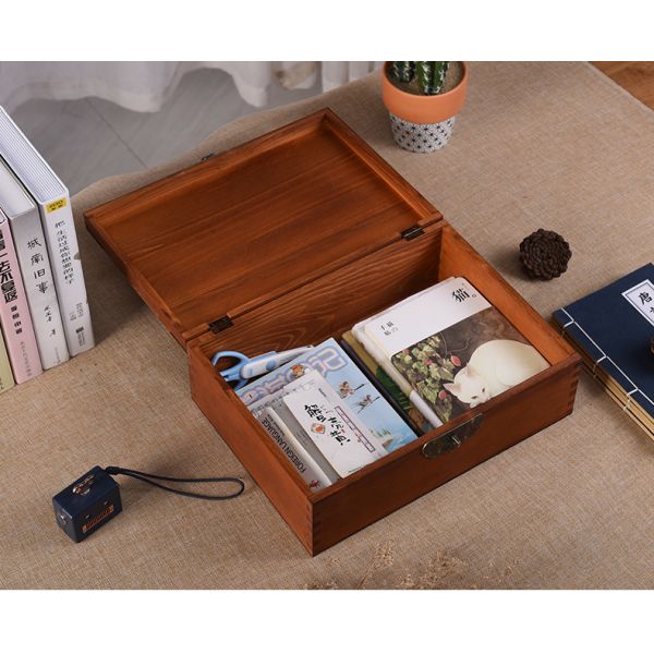 Varnishing Handling Vintage Style Customized Small Wooden Wedding Photo Box with Lock