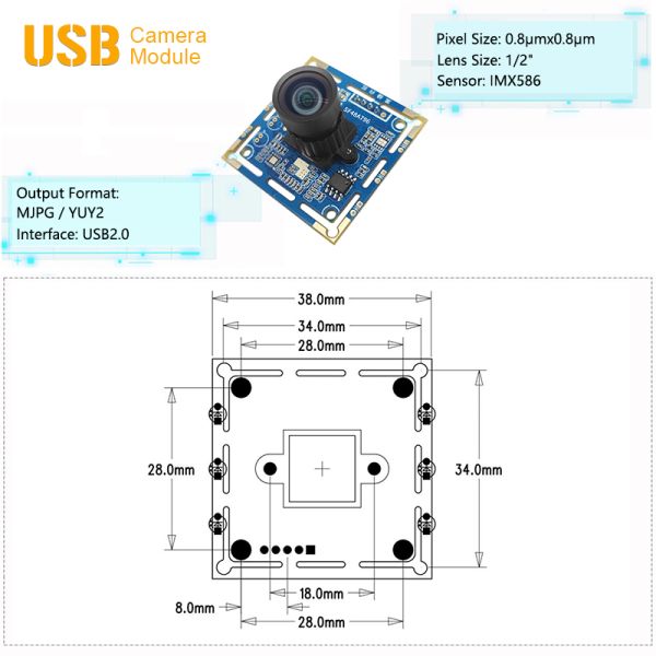 Industrial-Grade Sony 48MP IMX586 Image Sensor USB2.0 Camera Module