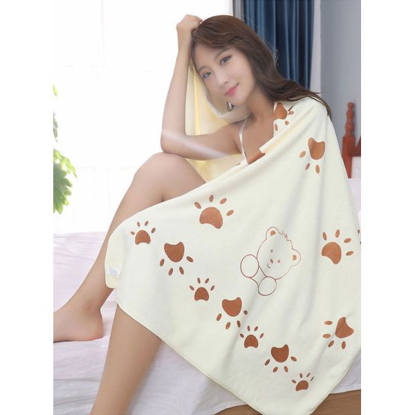 Inicio/Hotel Coral Fleece Soft Towel Set Microfibra Impresión de oso Toallas de baño de tres piezas