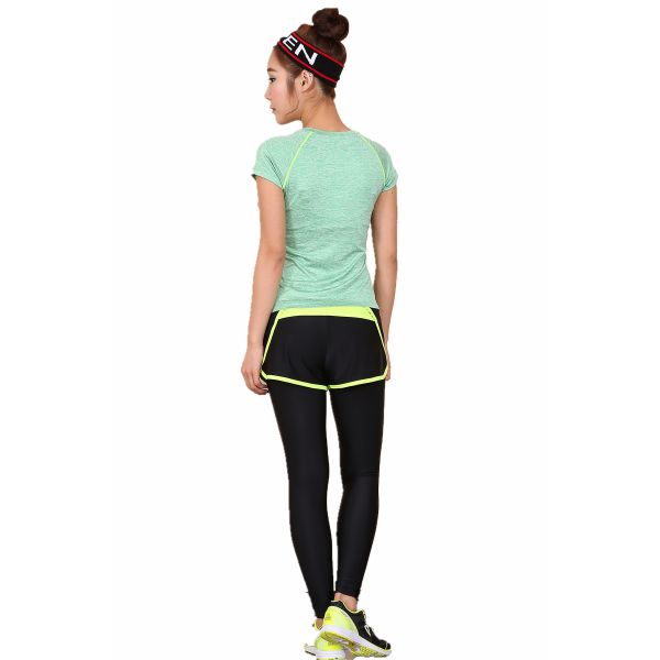 CPG Global Spring Summer Stretched 2 Pieces Sets Short Sleeves Gym Running Sports Shirt with Yoga Pant S41+J01