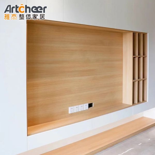 Modern Style TV Stand with Melamine Finish and Adjustable Height Wall Mounted Cabinet