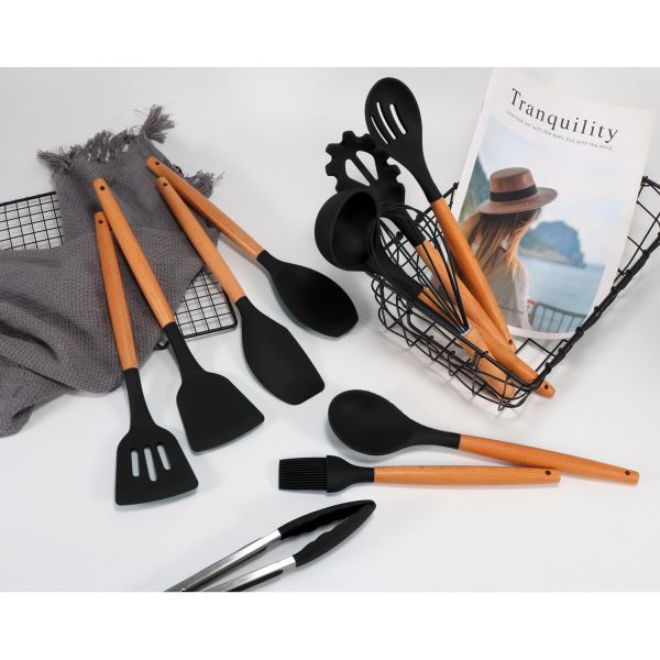 Restaurant Kitchen Accessories 11-Piece Non-Stick Utensil Set with Silicone Spatula