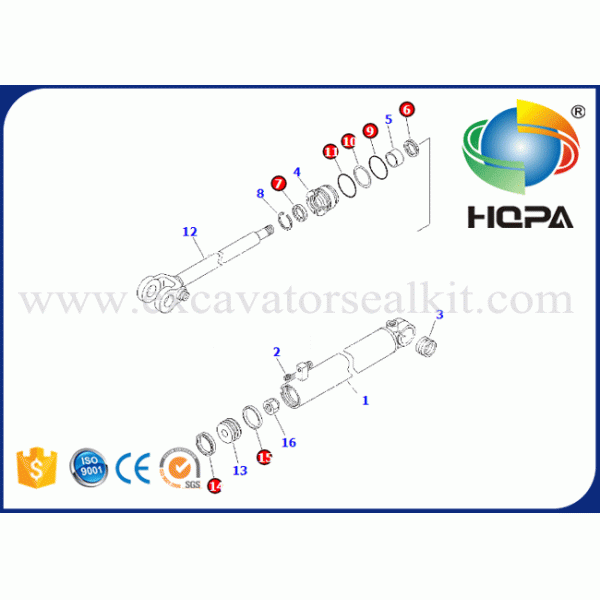 707-99-14610 Steering Cylinder Excavator Seal Kit Komatsu WA200-3 WA250L-3