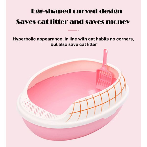 Cat Litter Box Anti-Splash Pet Dog Toilet Large Space Cat Plastic Cat Tray for Indoor