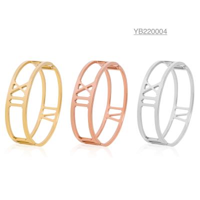 L Word Design Double Ring Bracelet 18k Stainless Steel Gold Bangle
