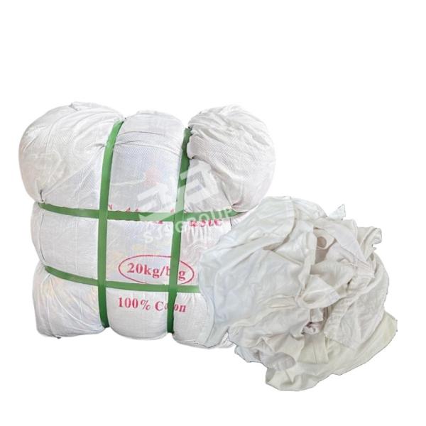 Hot selling white t-shirt cotton rags industrial wiping rags 10kg 25KG 100% cotton pure white cut rags
