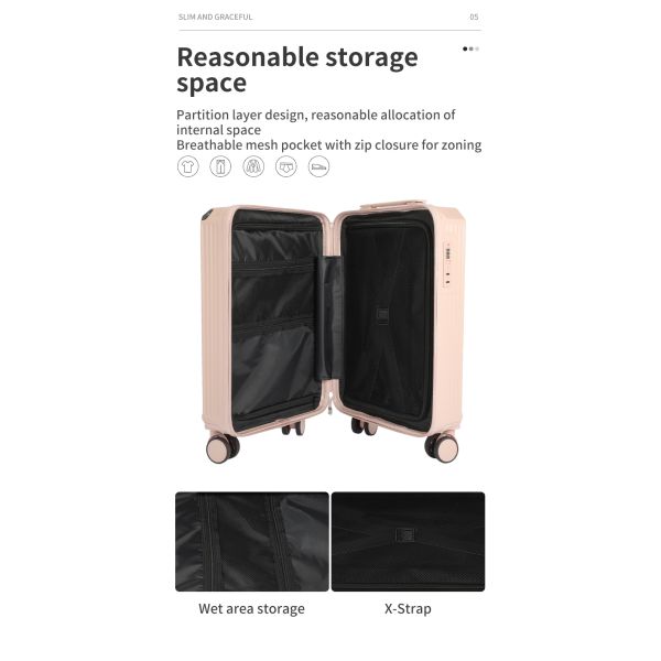 Valise de voyage multifonctionnelle à la mode, de bonne qualité, pratique pour les voyages, valise en aluminium de 26 pouces