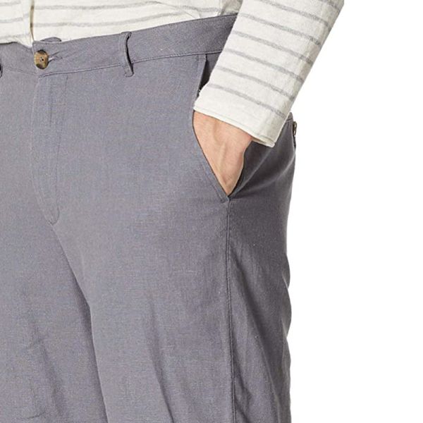 Easy Care Breathable 48% Linen Black Viscose Shorts Men'S Flat Front Shorts