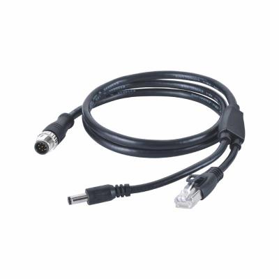 8 o Pin A codificou o cabo M12 do divisor de M12 Y à C.C. do RJ45 8P8C 5.5x2.1