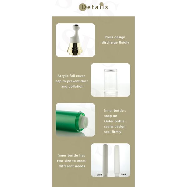 LR002-15ML 20ML Custom Oem Double Wall Acrylic Luxury Hair Scalp Treatment Packaging