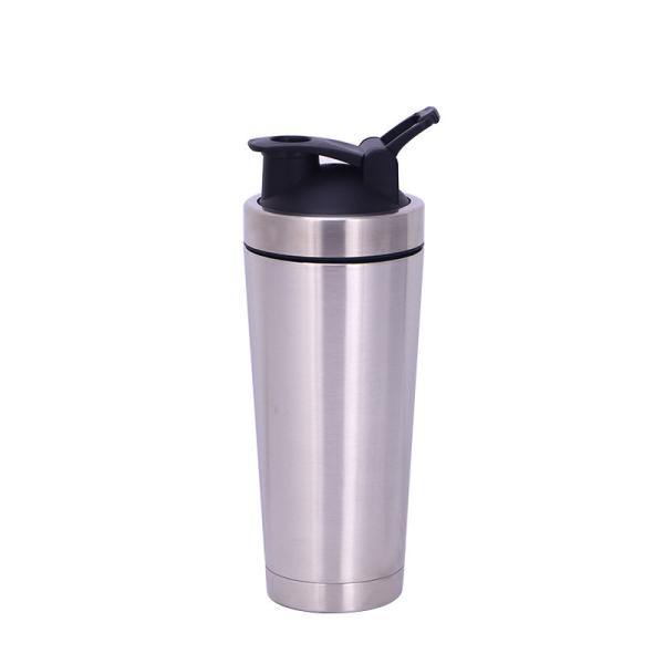 Stainless Steel Ice Protein Powder Bottle Insulated Gym Water Bottle Shaker 750ml