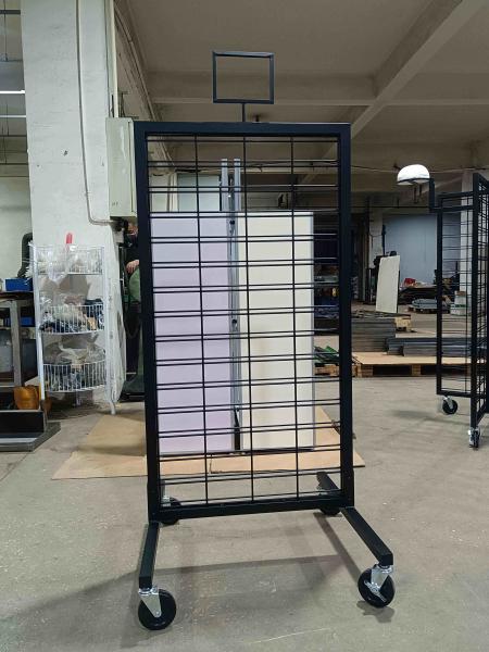 2 Way Mobile Display Rack Gridwall Panel Display Stand High Durability