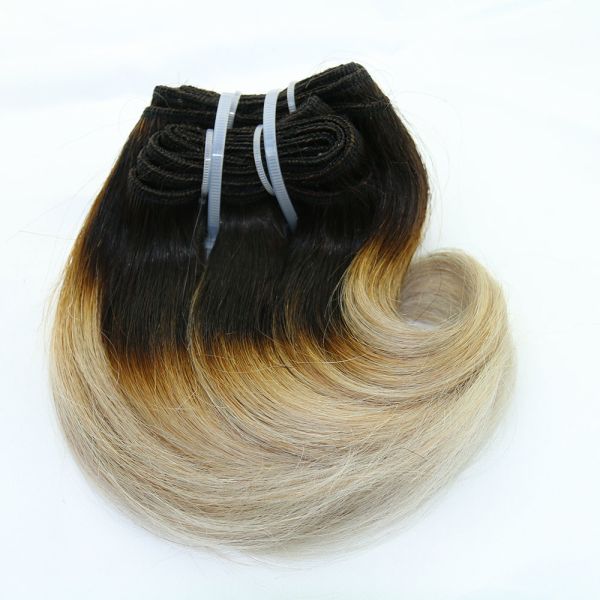 Fashion Style Brazilian Hair Ombre Gray Color Snail Curl Machine Hair Weft