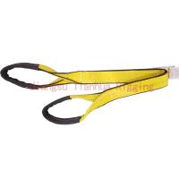 O estilingue amarelo da Web do poliéster tem uma listra azul no meio do webbing, 9800 #/inch 2Ply, olhos torcidos cada extremidade