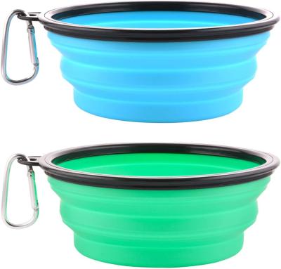 Verde da bacia do cão exterior do TPE e azul dobráveis para viajar e caminhar