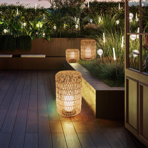 Outdoor Lawn Rattan Garden Lanterns Ip44 Water Resistant For Hotel