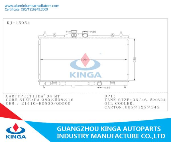 Tiida ' 04 Nissan Radiator PA16 OEM 21410-ED500 / QD500 Cooling Radiator