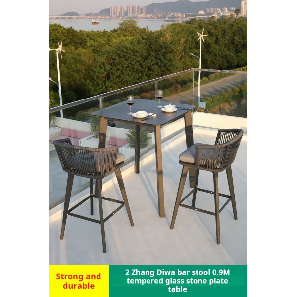 Handmade Rattan / Wicker Furniture Outdoor Bistro Bar Stools Aluminum Dining Chairs