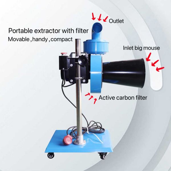 Portable Trolley Exhaust Extractor for Auto Shops | Mobile Vehicle Fume Removal System