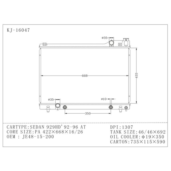 OEM JE48-15-200 Auto Mazda Radiator coolers For SEDAN 929HD 92 - 96