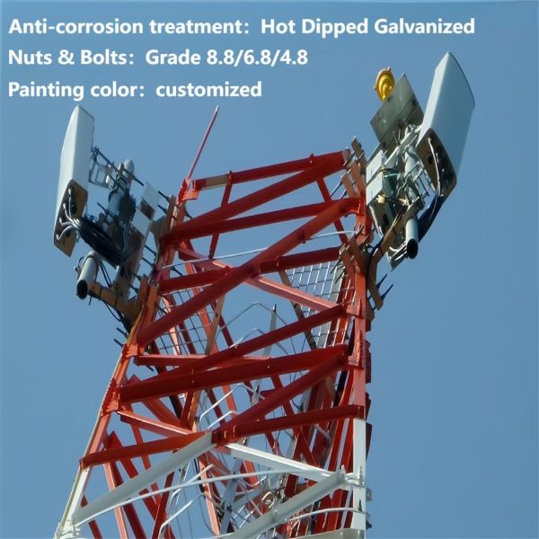 40M Corrosion Resistant 3 Legged Angle Antenna Tower Compact For Narrow Site Use