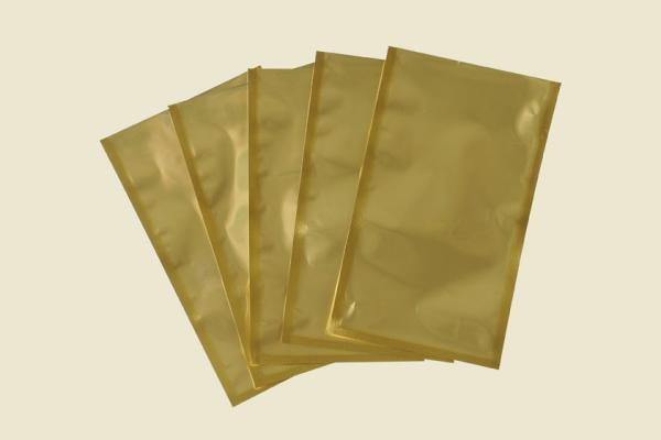 Gold Printing Aluminum Foil Flat Plastic Bags with Clear Window