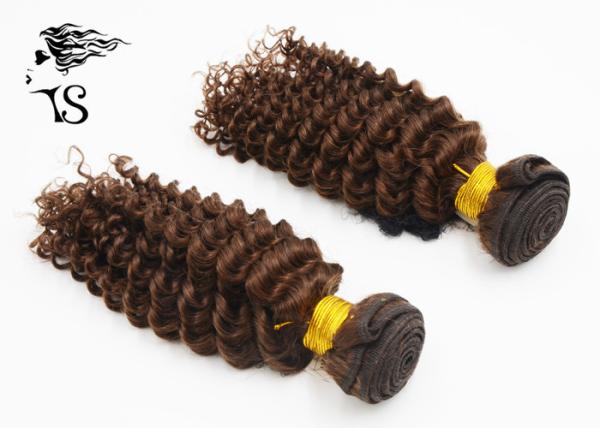 Kinky Curly 100% Mongolian Remy Hair Extensions , Weft Dark Brown Hair Extensions