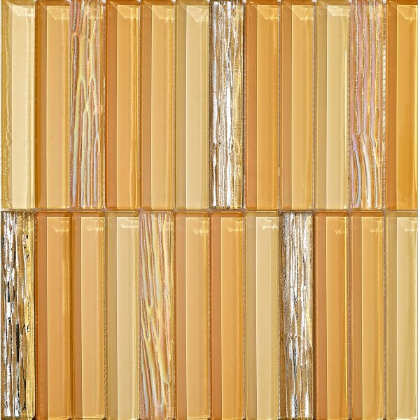 Mosaïques en verre murale jaune de 300x300 mm résistantes aux rayures et à l'eau pour salle de bain et bureau