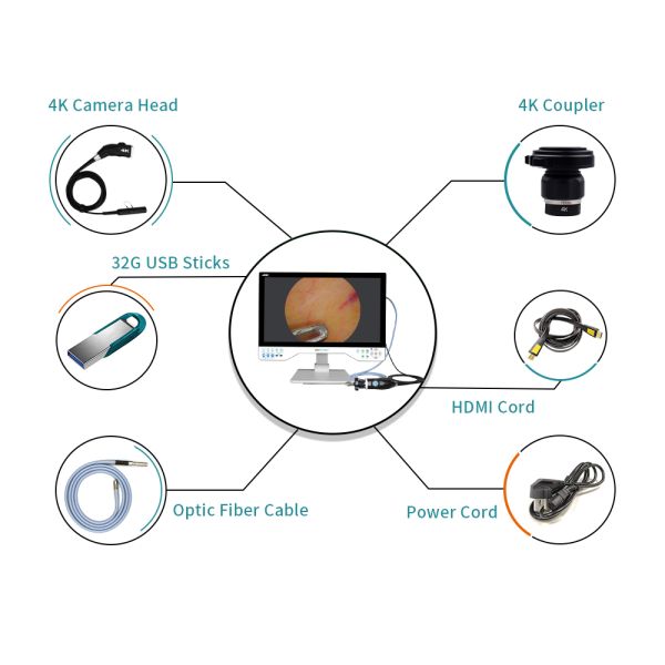 CE ISO13485 Certified 24 Inch UHD 4K Medical Endoscopic Camera System with SONY CMOS Sensor and 256GB Storage