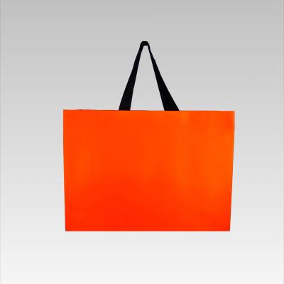 Luxury Durable Eco-Friendly Art Paper Shopping Gift Bag with Ribbon Custom Logo Debossed Gold Stamp Drawstring Handles Orange