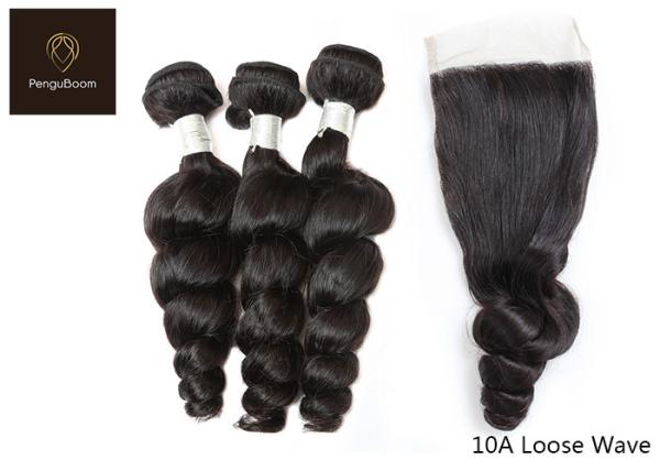 Elegant 8inch 100g Loose Wave Bundles And Closure , 10a Bundles With Frontal