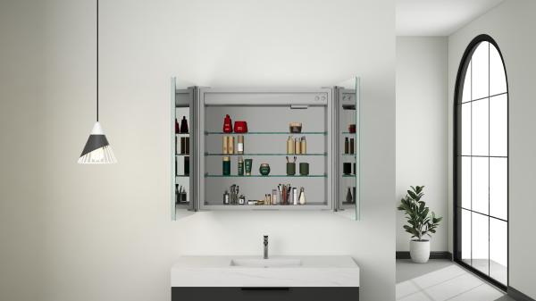 Smart LED maquiagem sensor de toque Switch Cabine de remédios de duas portas com armazenamento de jóias