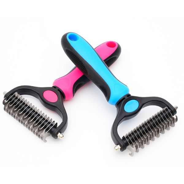 Оптовая домашняя собака двойная боковая волосатая щетка специальная уходная гребка для собак и кошек