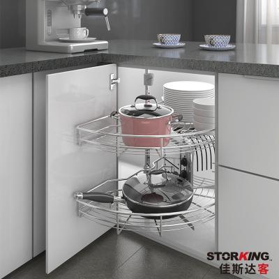 Steel 180 Degree Corner Carousel Basket Chrome Plating For Kitchen