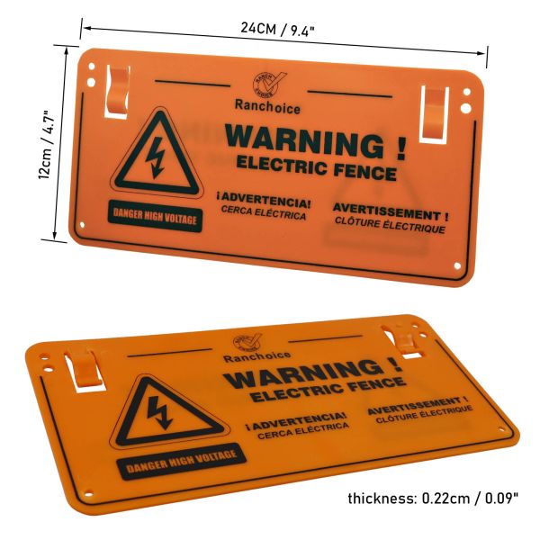 Electric Fence Warning Sign, Plastic Safe Sign, Caution Warning Sign for Electric Fence