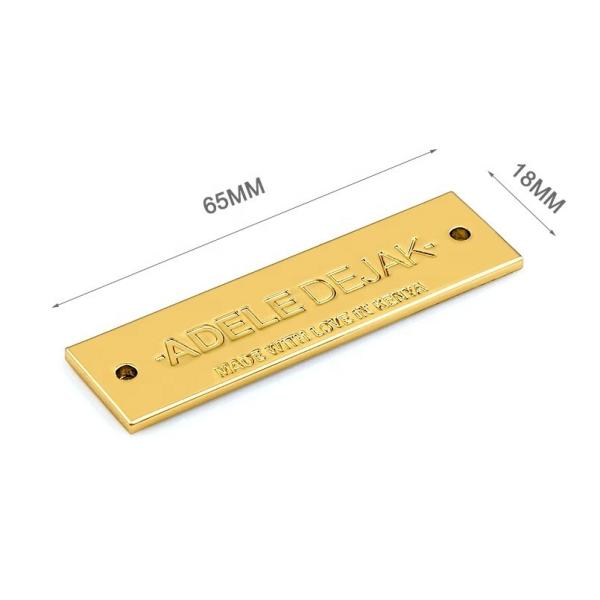 Zinc Alloy Handbag Plate Logo Durable Rectangle Metal Label Name Tag with Rivet Fixation