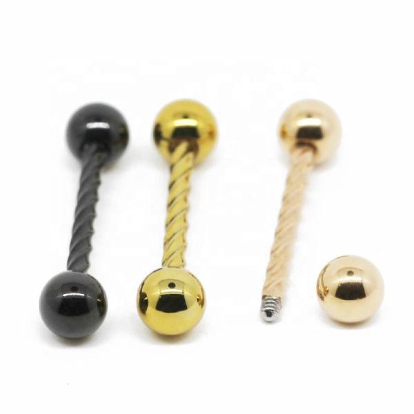 Língua preta Ring Piercing 14G 16mm Rose Gold Screw Barbell do ouro