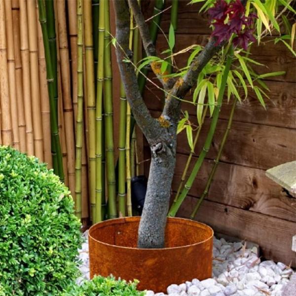 2mm Thickness Corten Steel Landscape Tree Ring With Folded Top Edge