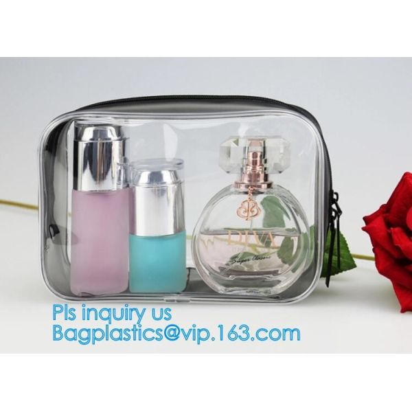 Сумка мытья перемещения PVC косметической гигиенической косметикаи состава ясная с ручкой, косметические сумки подарка Tote сумка макияжа перемещения для молнии