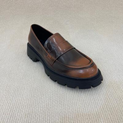 Microfiber Brown Platform Loafers Women Casual Leather Platform Loafers