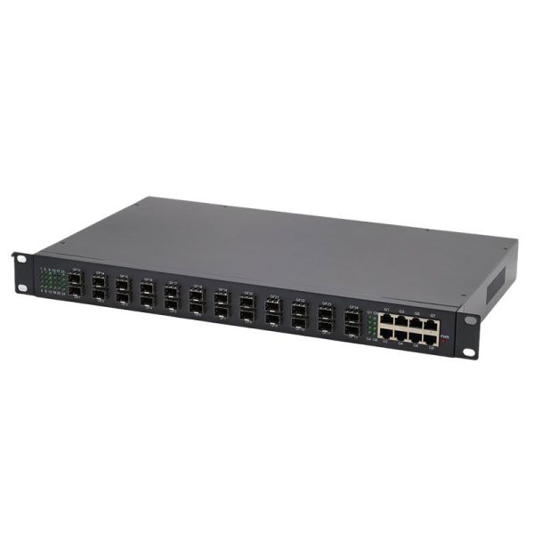 24 Port SFP Fiber Switch Gigabit 8 RJ45 1U Rackmount Optical Ethernet Switch Unmanaged