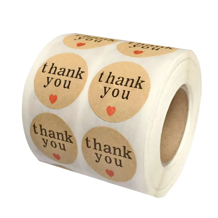 Wholesale Logo Paper Labels Round Thank You Stickers Seal Sticker Waterproof Cute Large Packaging Label Roll