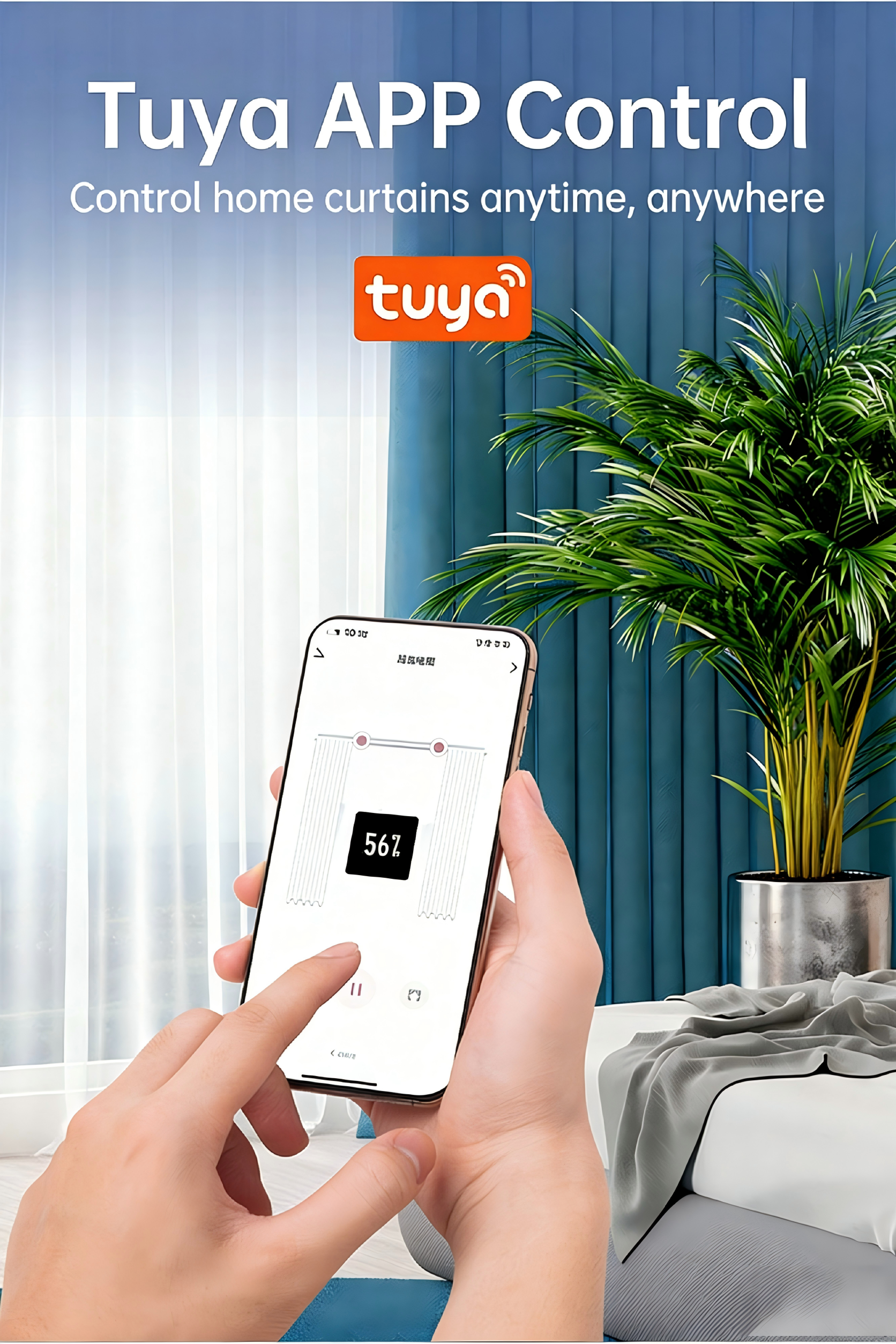 Quiet Automatic Tuya Smart Curtain Tracks Motor With Vacation Privacy Mode Adjustable