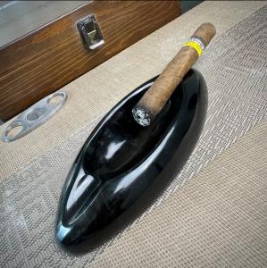 Cenicero de Cigarro Natural de Obsidiana de Hielo Negro Duradero con Material