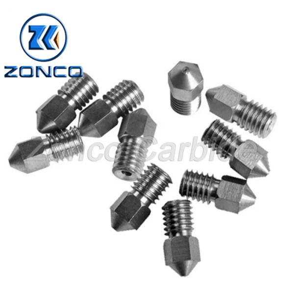 M6 1.75mm 0.4mm Hole Tungsten Carbide Nozzle 3d Printer Wear Resistance