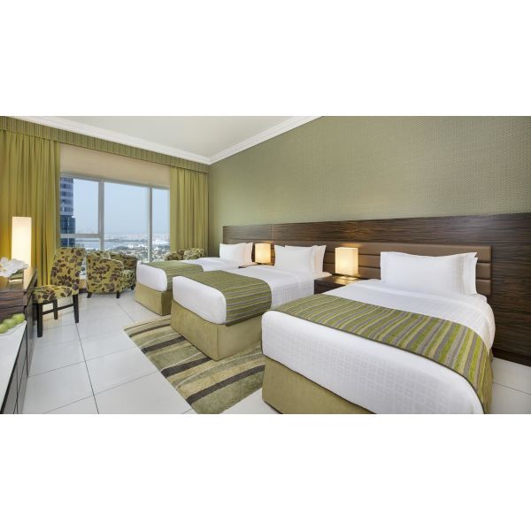 Laminate board furniture for Hotel rooms bed headboard and TV desk combine Luggage cabinets