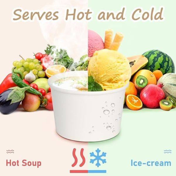 OEM Customized Kraft Paper Bowls with Lids Disposable Soup Salad Bowls Party Supplies to Go Food Container for Party Dessert Ice Cream Yogurt